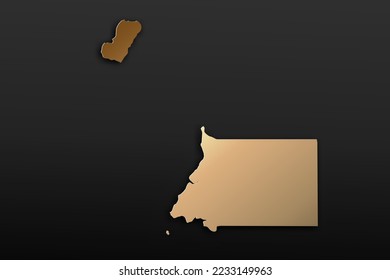 Mapa de Guinea Ecuatorial - Mapa mundial Planta vectorial internacional con 3D, estilo de lujo dorado incluyendo sombra sobre el fondo negro para el diseño, educación, sitio web - Ilustración vectorial eps 10