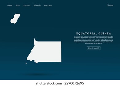 Mapa de Guinea Ecuatorial - Mapa mundial plantilla vectorial internacional con color blanco 3d sobre fondo de color azul oscuro y gradiente verde para el diseño de plantillas de sitio web, ilustración infográfica-vectora eps 10