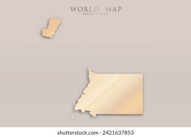 Mapa de Guinea Ecuatorial - Mapa mundial Planilla vectorial internacional con 3D, diseño de lujo dorado incluyendo sombra sobre fondo brillante para diseño, educación, sitio web- Ilustración vectorial eps 10