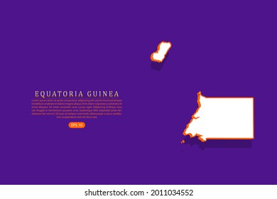 Equatorial Guinea map - World map vector template with isometric style including shadow, white and orange color on purple background - Vector illustration eps 10