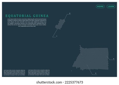 Equatorial Guinea Map - World map vector template with Grey dots, grid, grunge, halftone style isolated on green background for education, infographic, design, website - Vector illustration eps 10