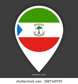 Icono del marcador de Guinea Ecuatorial sobre fondo gris oscuro. Icono del pin de Guinea Ecuatorial aislado en un fondo apenas oscuro.