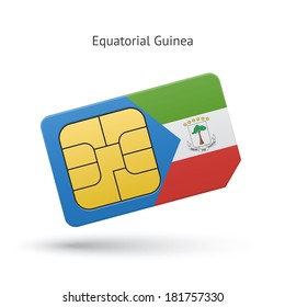 Equatorial Guinea mobile phone sim card with flag. Vector illustration.
