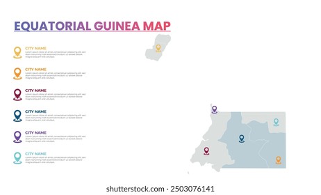 Equatorial Guinea Modern Map Infographic Template, Detailed infographic map of Equatorial Guinea Popular City