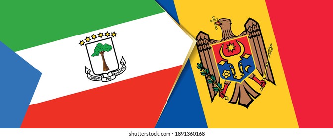 Banderas de Guinea Ecuatorial y Moldavia, dos banderas vectoriales símbolo de relación o enfrentamiento.