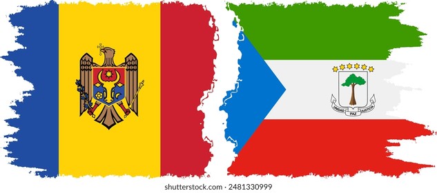 Equatorial Guinea and Moldova grunge flags connection, vector