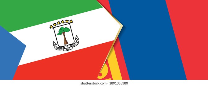 Banderas de Guinea Ecuatorial y Mongolia, dos banderas vectoriales símbolo de relación o enfrentamiento.