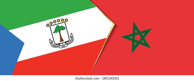 Equatorial Guinea and Morocco flags, two vector flags symbol of relationship or confrontation.
