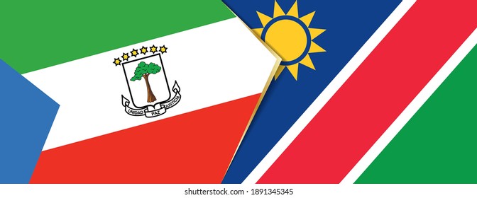 Equatorial Guinea and Namibia flags, two vector flags symbol of relationship or confrontation.