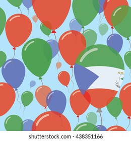 Equatorial Guinea National Day Flat Seamless Pattern. Flying Celebration Balloons in Colors of Equatorial Guinean Flag. Equatorial Guinea Patriotic Background with Celebration Balloons.