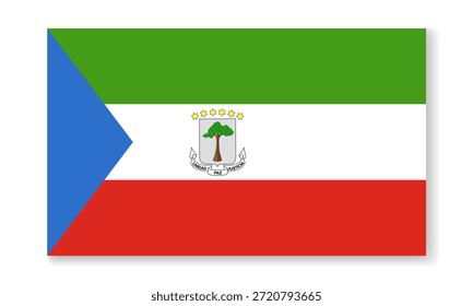 Bandera nacional de Guinea Ecuatorial en estilo plano. Vector de fondo plano.