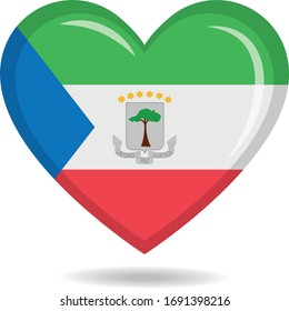 Equatorial Guinea national flag in heart shape vector illustration