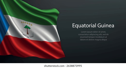 Equatorial Guinea national flag with ripples and shadows on a gradient black backdrop