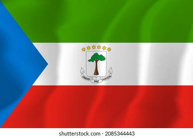 Bandera nacional de Guinea Ecuatorial, ilustración de fondo ondulada
