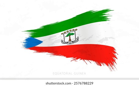 Equatorial Guinea National Flag with Textured Brush Strokes. Artistic Brush Stroke Design.