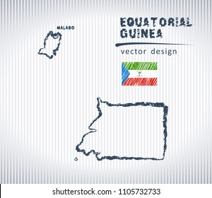 Equatorial Guinea national vector drawing map on white background