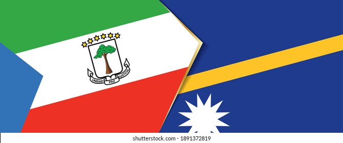 Equatorial Guinea and Nauru flags, two vector flags symbol of relationship or confrontation.
