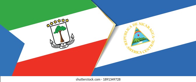 Equatorial Guinea and Nicaragua flags, two vector flags symbol of relationship or confrontation.