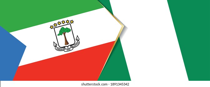 Equatorial Guinea and Nigeria flags, two vector flags symbol of relationship or confrontation.