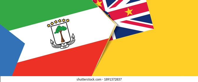 Equatorial Guinea and Niue flags, two vector flags symbol of relationship or confrontation.