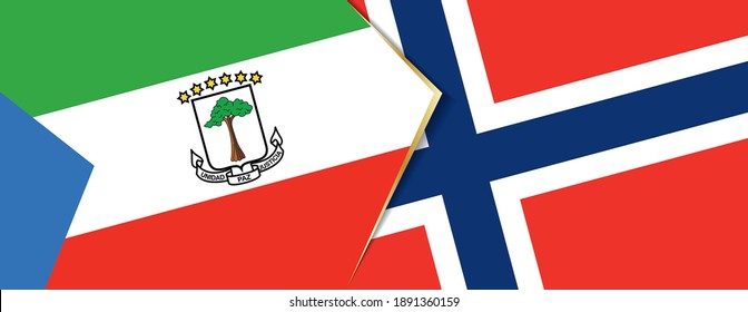 Equatorial Guinea and Norway flags, two vector flags symbol of relationship or confrontation.