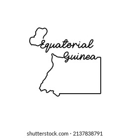 Equatorial Guinea outline map with the handwritten country name. Continuous line drawing of patriotic home sign. A love for a small homeland. T-shirt print idea. Vector illustration.