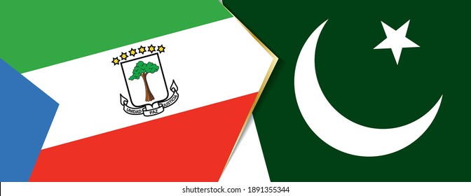 Banderas de Guinea Ecuatorial y Pakistán, dos banderas vectoriales símbolo de relación o enfrentamiento.