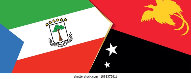 Banderas de Guinea Ecuatorial y Papúa Nueva Guinea, dos banderas vectoriales símbolo de relación o enfrentamiento.
