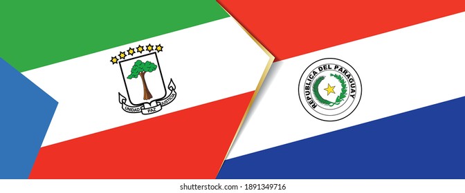 Equatorial Guinea and Paraguay flags, two vector flags symbol of relationship or confrontation.