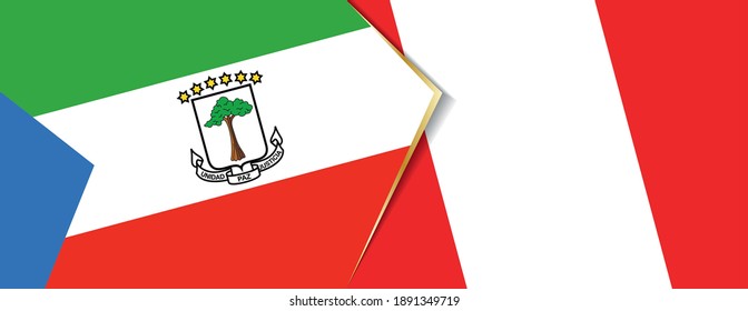 Equatorial Guinea and Peru flags, two vector flags symbol of relationship or confrontation.