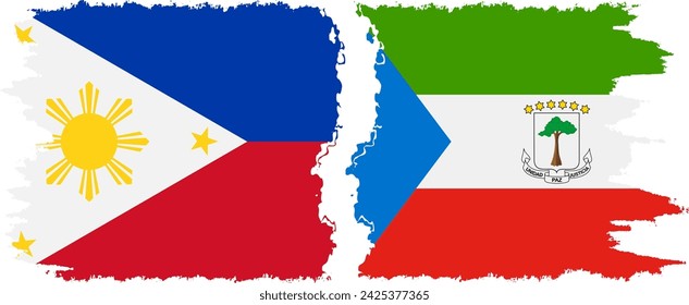 Equatorial Guinea and Philippines grunge flags connection, vector