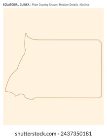 Equatorial Guinea plain country map. Medium Details. Outline style. Shape of Equatorial Guinea. Vector illustration.