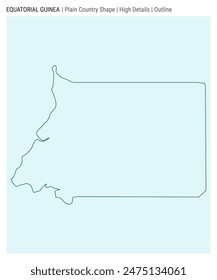 Equatorial Guinea plain country map. High details. Outline style. Shape of Equatorial Guinea. Vector illustration.