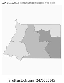 Equatorial Guinea plain country map. High Details. Solid Regions style. Shape of Equatorial Guinea. Vector illustration.