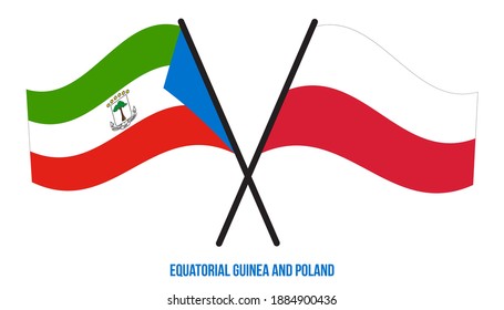 Equatorial Guinea and Poland Flags Crossed And Waving Flat Style. Official Proportion.