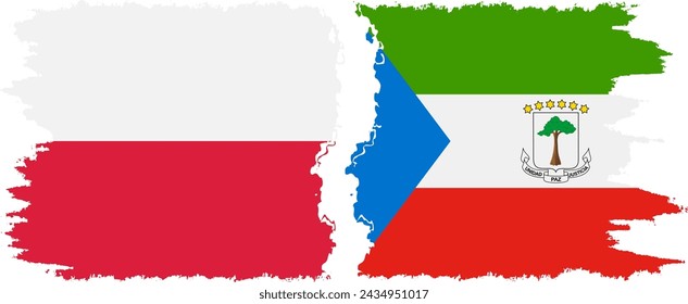 Equatorial Guinea and Poland grunge flags connection, vector