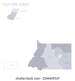 Equatorial Guinea political map of administrative divisions - provinces. Grey vector map with labels.