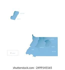 Equatorial Guinea political map of administrative divisions - provinces. Shaded vector map with 3D-like blue gradient and name labels