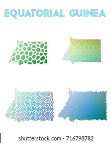 Equatorial Guinea polygonal map in a mosaic style. Bright abstract tessellation with geometric, low poly, modern design. Suitable for infographics or presentations.
