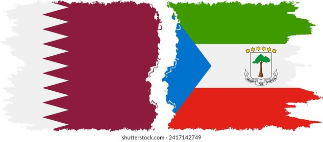 Equatorial Guinea and Qatar grunge flags connection, vector