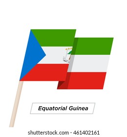 Equatorial Guinea Ribbon Waving Flag Isolated on White. Vector Illustration. Equatorial Guinea Flag with Sharp Corners