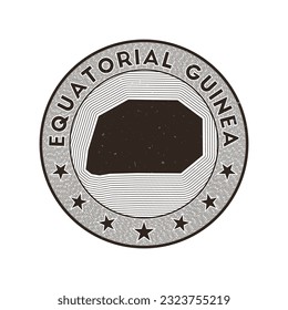 Equatorial Guinea round badge vector. Country round stamp with shape of Equatorial Guinea, isolines and circular country name. Authentic emblem. Astonishing vector illustration.