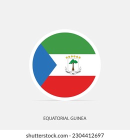 Equatorial Guinea round flag icon with shadow.