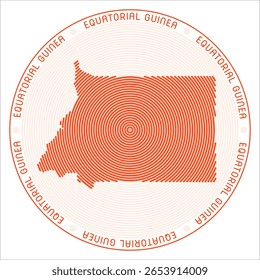 Guiné Equatorial redonda design de logotipo. Forma de país de anéis. Texto da Guiné Equatorial ao redor do país. Ilustração de vetor.