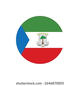 Equatorial Guinea round vector flag icon illustration for independence day graphic design with transparent background