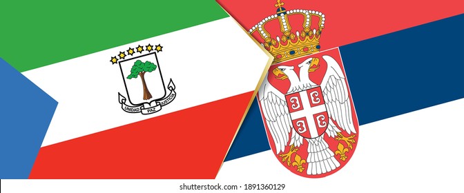 Banderas de Guinea Ecuatorial y Serbia, dos banderas vectoriales símbolo de relación o enfrentamiento.