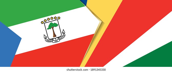 Banderas de Guinea Ecuatorial y Seychelles, dos banderas vectoriales símbolo de relación o enfrentamiento.