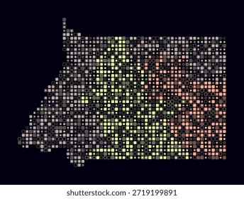 Guinea Ecuatorial, forma de la construcción del país de células de color. Mapa de estilo digital de Guinea Ecuatorial sobre fondo oscuro. Bloques cuadrados redondeados de tamaño Pequeño. Ilustración vectorial creativa.