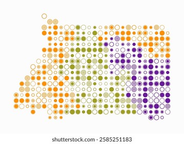 Equatorial Guinea, shape of the country built of colored cells. Digital style map of Equatorial Guinea on white background. Large size circle blocks. Vibrant vector illustration.