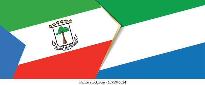 Equatorial Guinea and Sierra Leone flags, two vector flags symbol of relationship or confrontation.